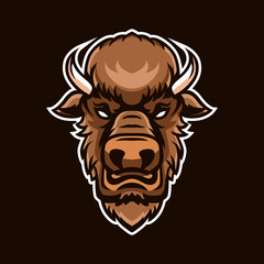 Bison Head Mascot Logo Illustration