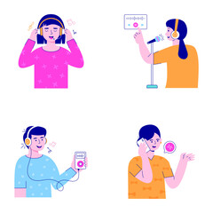 Pack of Podcast Flat Illustrations

