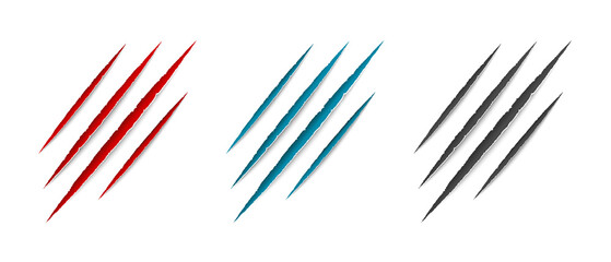 Wild Animal Claw Scratches - Vector Illustrations Set Isolated On White Background