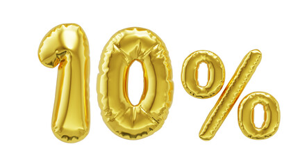 10% off discount promotion sale shiny golden inflatable balloons