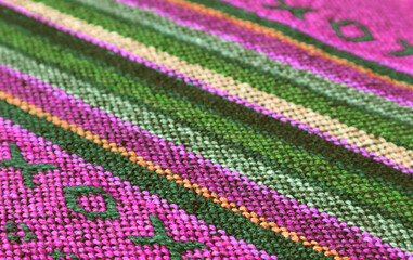 Fototapeta na wymiar Closeup Pattern and Texture of Colorful Thai Northern Region's Traditional Textile