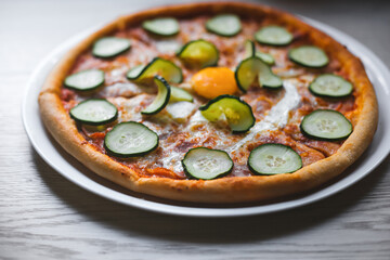 Delicious pizza on the plate