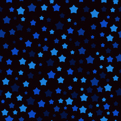 Blue stars seamless pattern on a black background