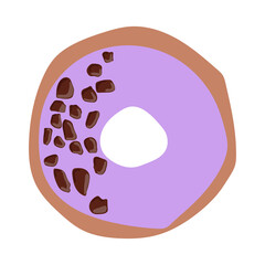 donut with purple icing donut icon, vector illustration.