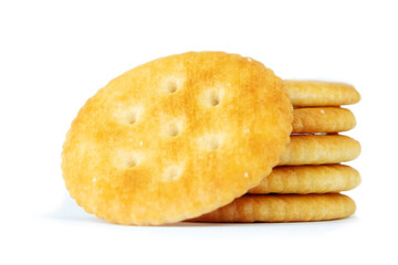 Biscuits isolated on white background. Brown biscuits.