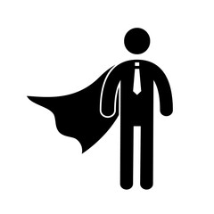 Superhero business pictogram man icon set. Superhero businessman flying stick figure. Victory worker, employer pictogram person. Vector illustration.