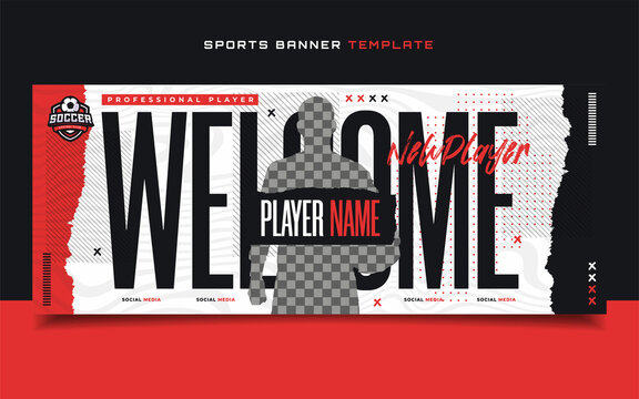 New Player Soccer Sports Team Banner Template for Social Media