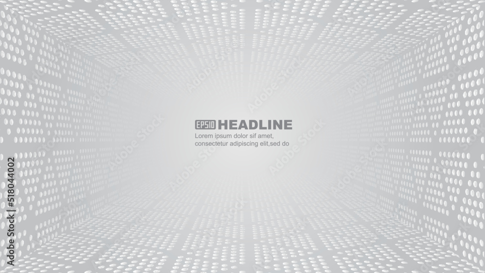 Poster halftone dots extending tunnel space sense technology background