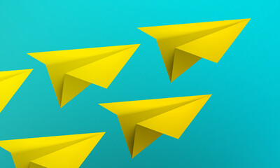 flying yellow paper sprite over blue turquoise background