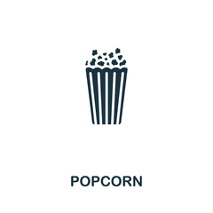 Popcorn icon. Monochrome simple line Fastfood icon for templates, web design and infographics