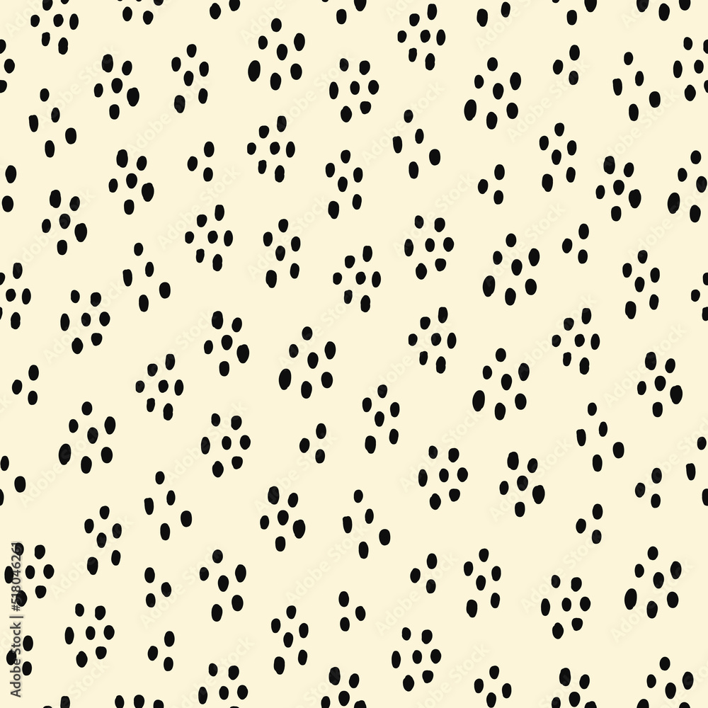 Poster abstract seamless pattern with black speckles on a beige background. vector hand drawn illustration