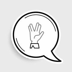 Line Vulcan salute icon isolated on grey background. Hand with vulcan greet. Spock symbol. Colorful outline concept. Vector