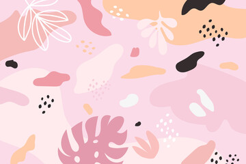 vector summer Tropical palm leaves on blue background. palm tree foliage tropical. pink color