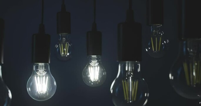 light bulbs lit up in the dark