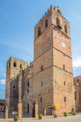 Fototapeta na wymiar View at the Cathedral of Santa Maria in the streets of Siguenza - Spain