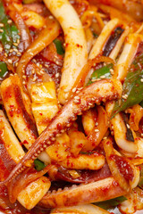 Stir fried spicy vegetable octopus