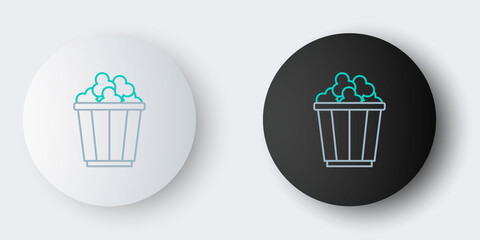 Line Popcorn in cardboard box icon isolated on grey background. Popcorn bucket box. Colorful outline concept. Vector