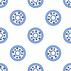Line Donut with sweet glaze icon isolated seamless pattern on white background. Colorful outline concept. Vector