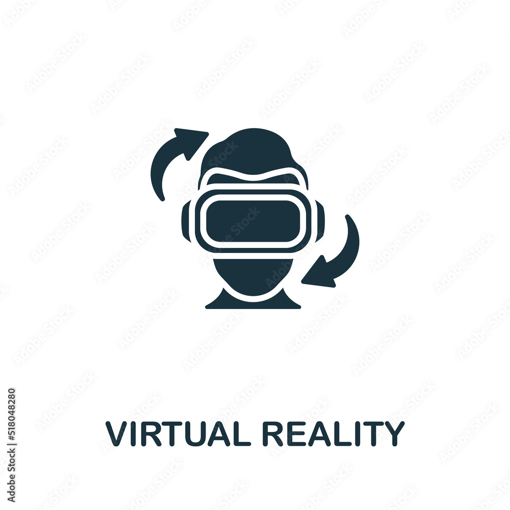 Poster virtual reality icon. monochrome simple line future technology icon for templates, web design and in