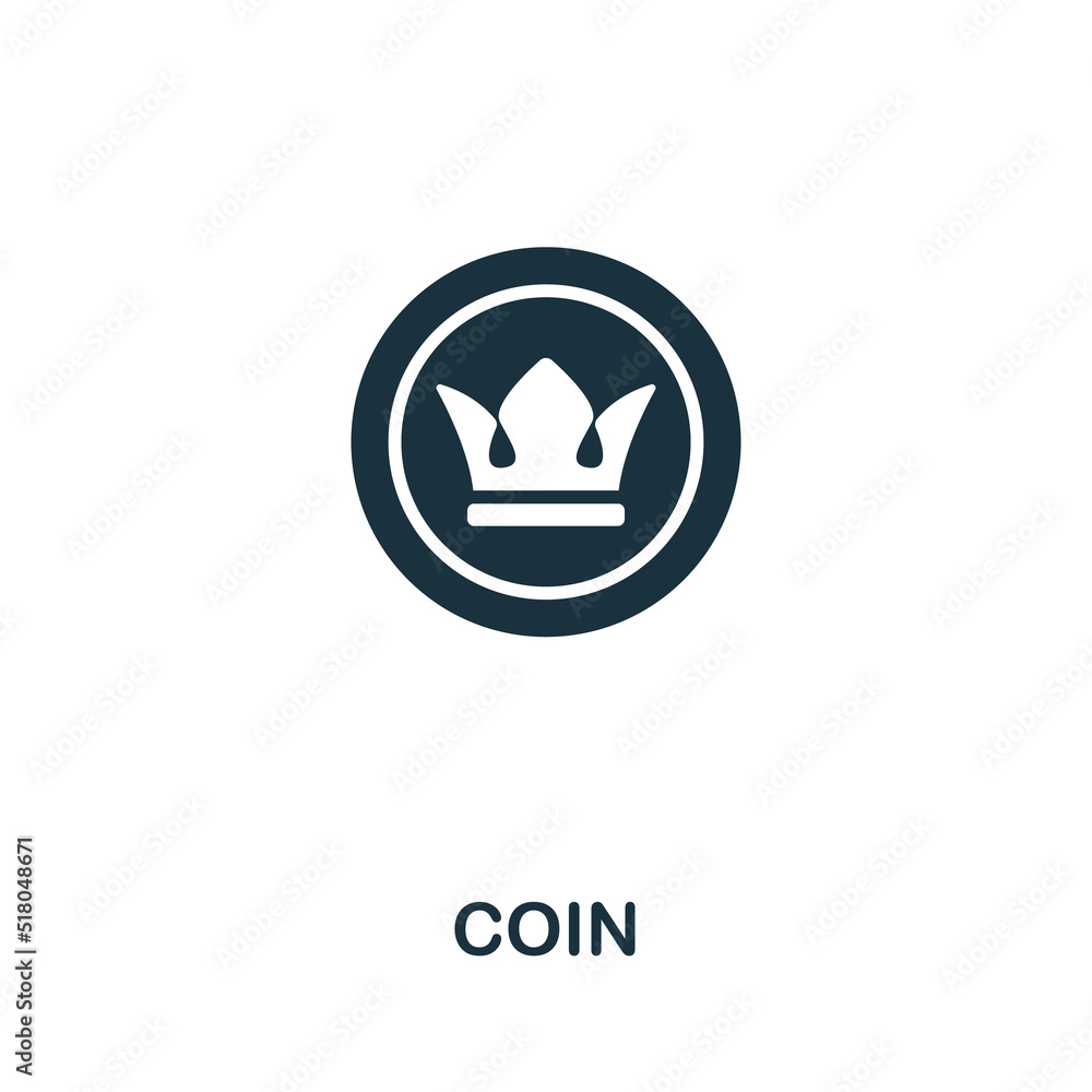 Poster coin icon. monochrome simple line game element icon for templates, web design and infographics