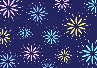 背景　花火　青背景