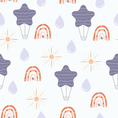 seamless pattern with pastel floating balloons background