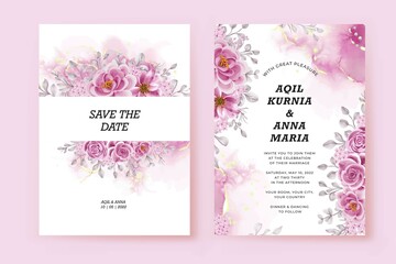 Fototapeta na wymiar Beautiful rose pink wedding card template