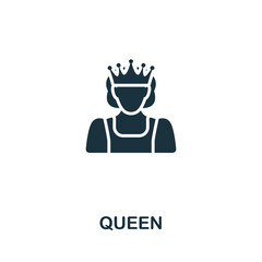 Queen icon. Monochrome simple line Game Element icon for templates, web design and infographics