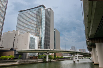 Fototapeta na wymiar Office buildings around Nakanoshima area in Osaka, Japan
