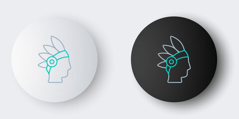 Obraz premium Line Native American Indian icon isolated on grey background. Colorful outline concept. Vector