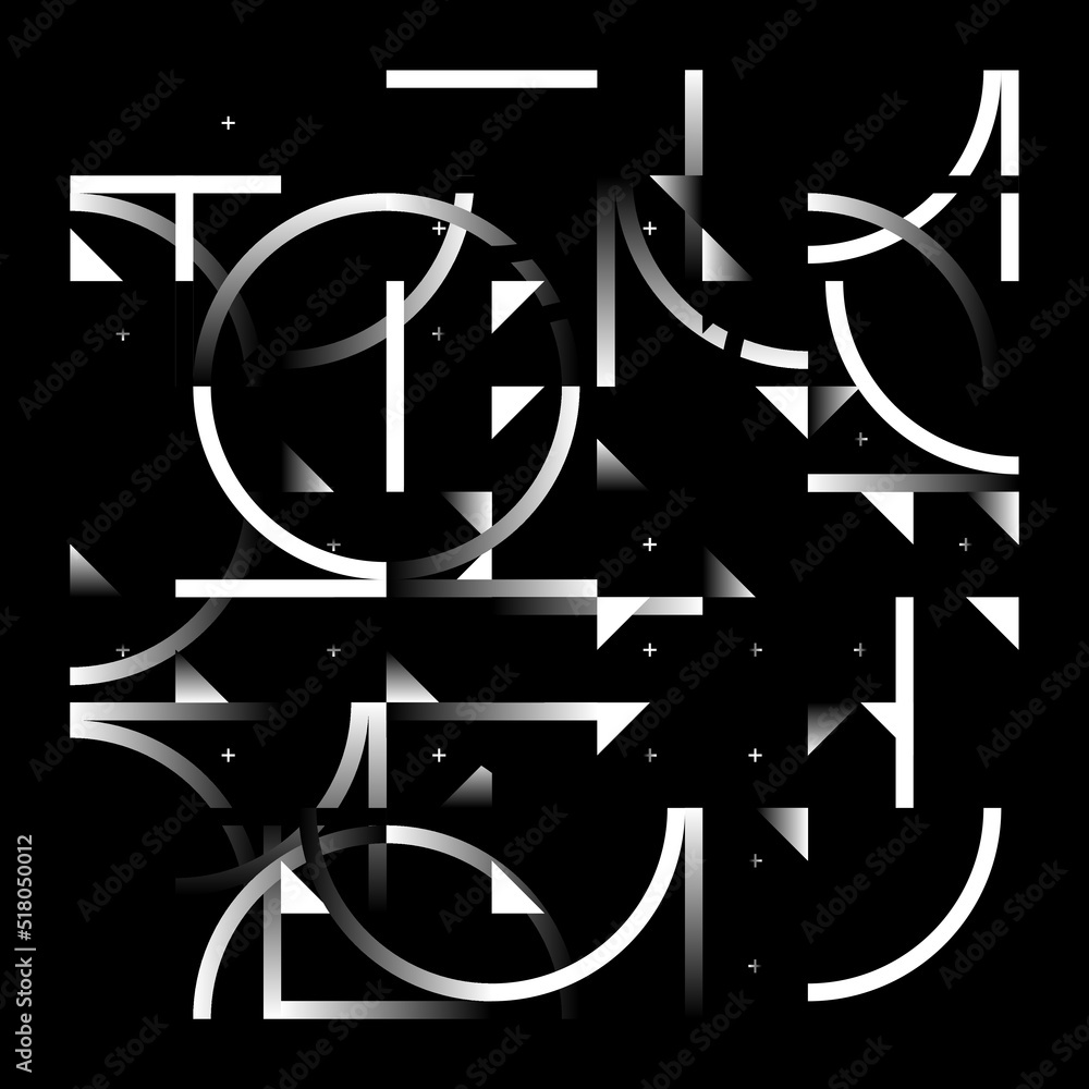 Aufkleber brutalist art inspired vector pattern graphics made with bold abstract geometric shapes