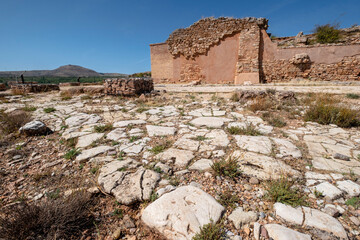empedrado romano, Yacimiento arqueológico de Tiermes, Soria,  comunidad autónoma de Castilla y...