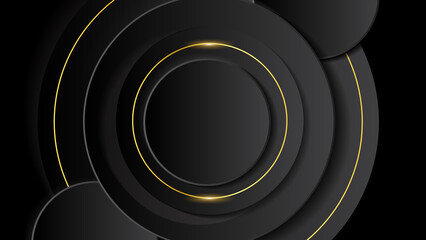 Luxury black gold abstract background. Vector illustration for presentation design. Can be used for business, corporate, institution, party, festive, seminar, flyer, texture, wallpaper, and pattern.