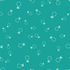 Green Test tube and flask icon isolated seamless pattern on green background. Chemical laboratory test. Laboratory glassware. Vector