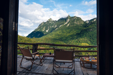 homestay balcony and mountain view