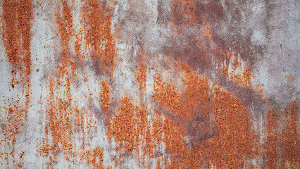 Fototapeta premium Old metal surface covering with red and brown colored rust. Aged iron rusty surface.