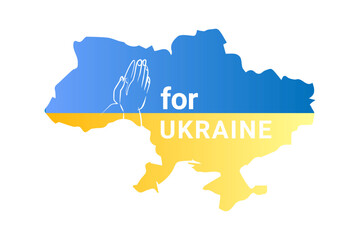 pray for ukraine vector map of ukraine hands folded in prayer
