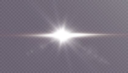 Bright white star light effect. flash png. Light effect for vector illustration. Bright sun with glare.