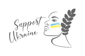 profile girl line support ukraine flag ukraine on cheek