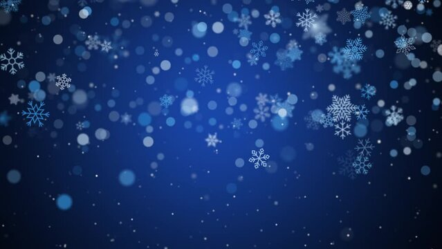 falling blue snow happy christmas background video
