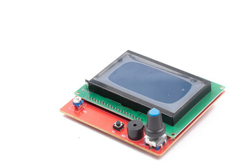 LCD Display for 3d printer isolated above white background