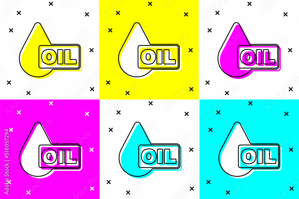Poster set oil drop icon isolated on color background. vector
