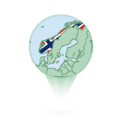 Norway map, stylish location icon with Norway map and flag.