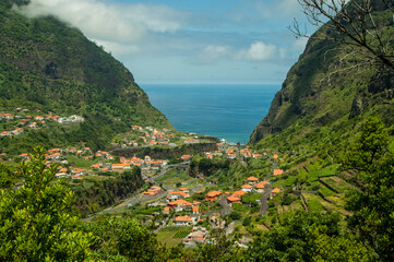 Fototapeta na wymiar View from top of Sao Vincente old city in Madeira island, Portugal.