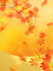 Naklejka na ściany i meble golden oriental background material depicting autumn leaves