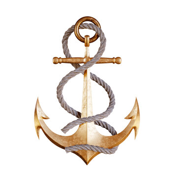 3d render illustration of nautical element anchor rope