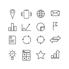 simple flat ui icons. icons on the topic of business,work, time management, goals and planning.flat linear vector icons.