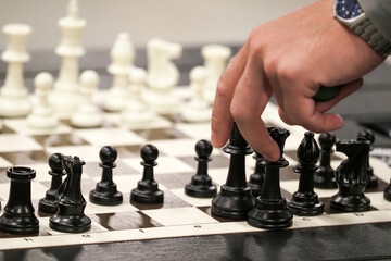 Chess player, game of chess, castling. Memory,  brain training concept