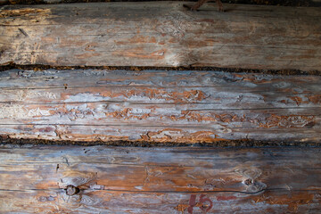 The background is made of old wooden planks. Close-up of the old wooden wall