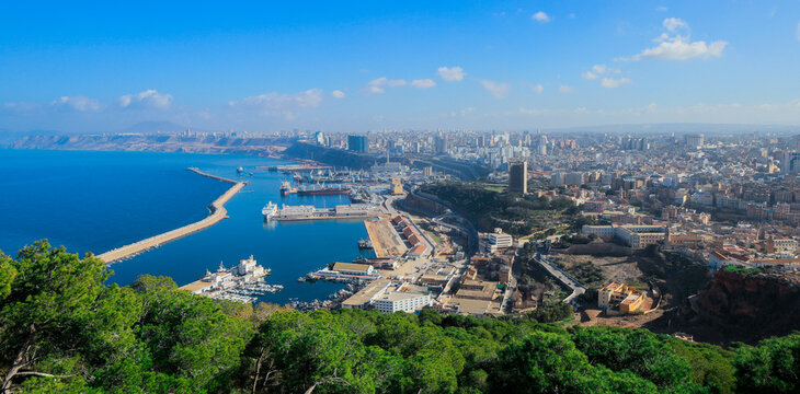 Panoramic View to the Oran Port on the Coastline of Mediterranean Sea, Algeria